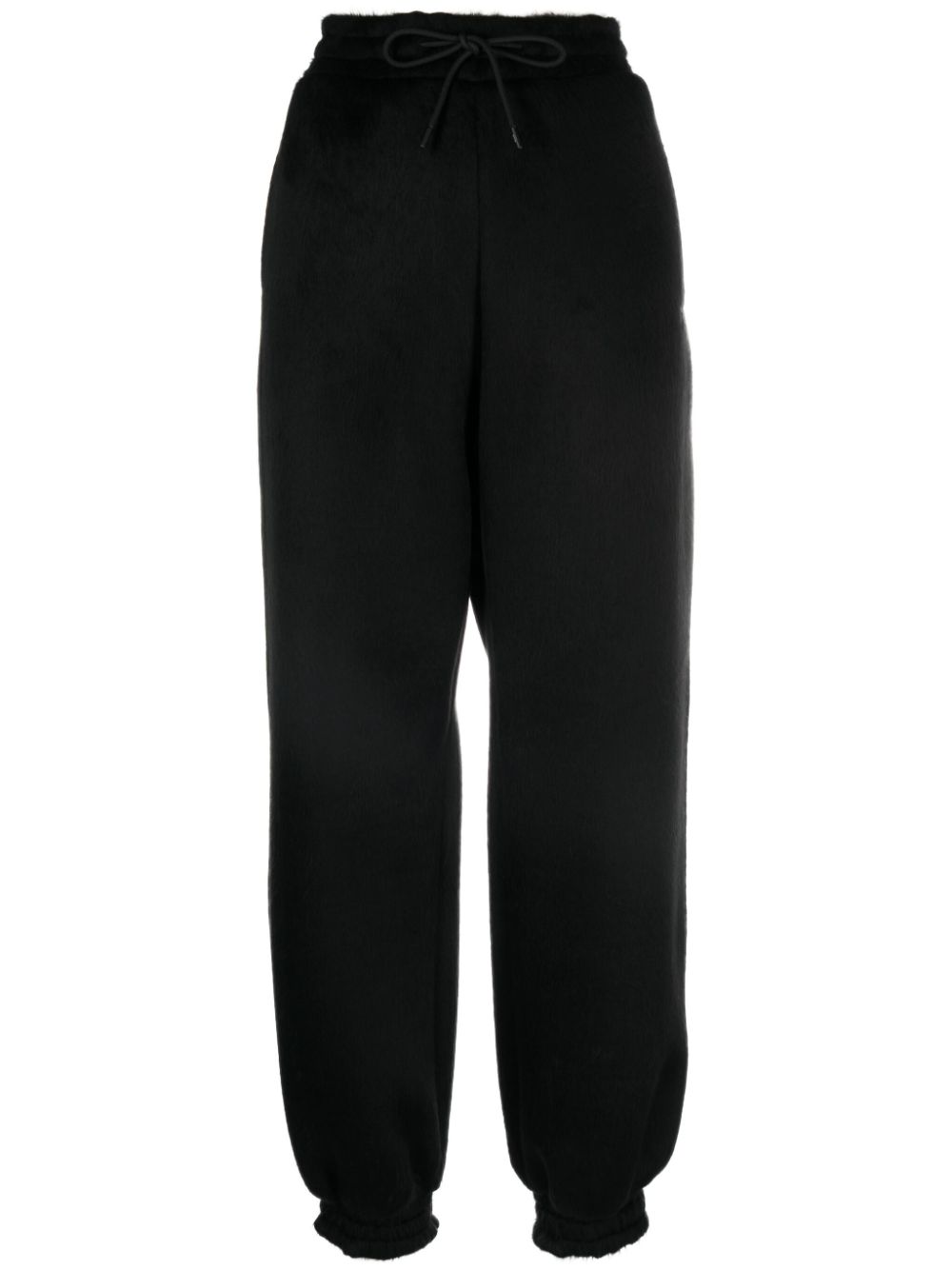 Logo-embroidered tapered-leg trousers - Black