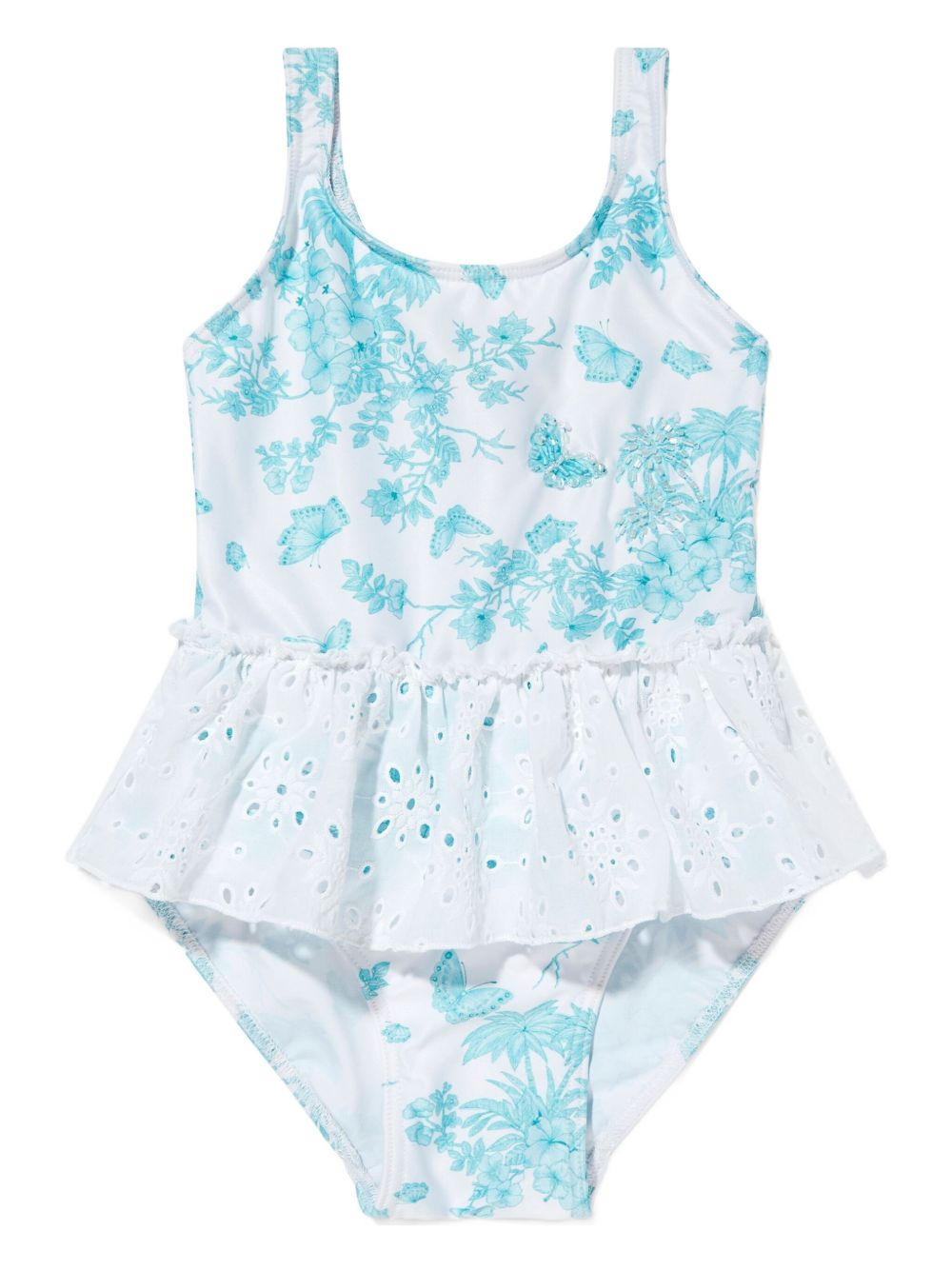 Floral-print swimsuit - Blue