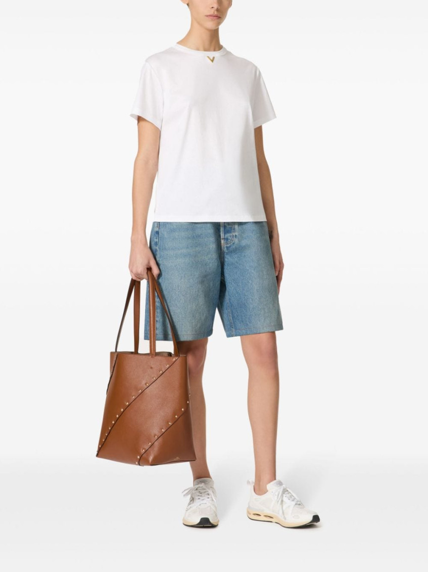 -V Gold T Shirt Bianco-Donna