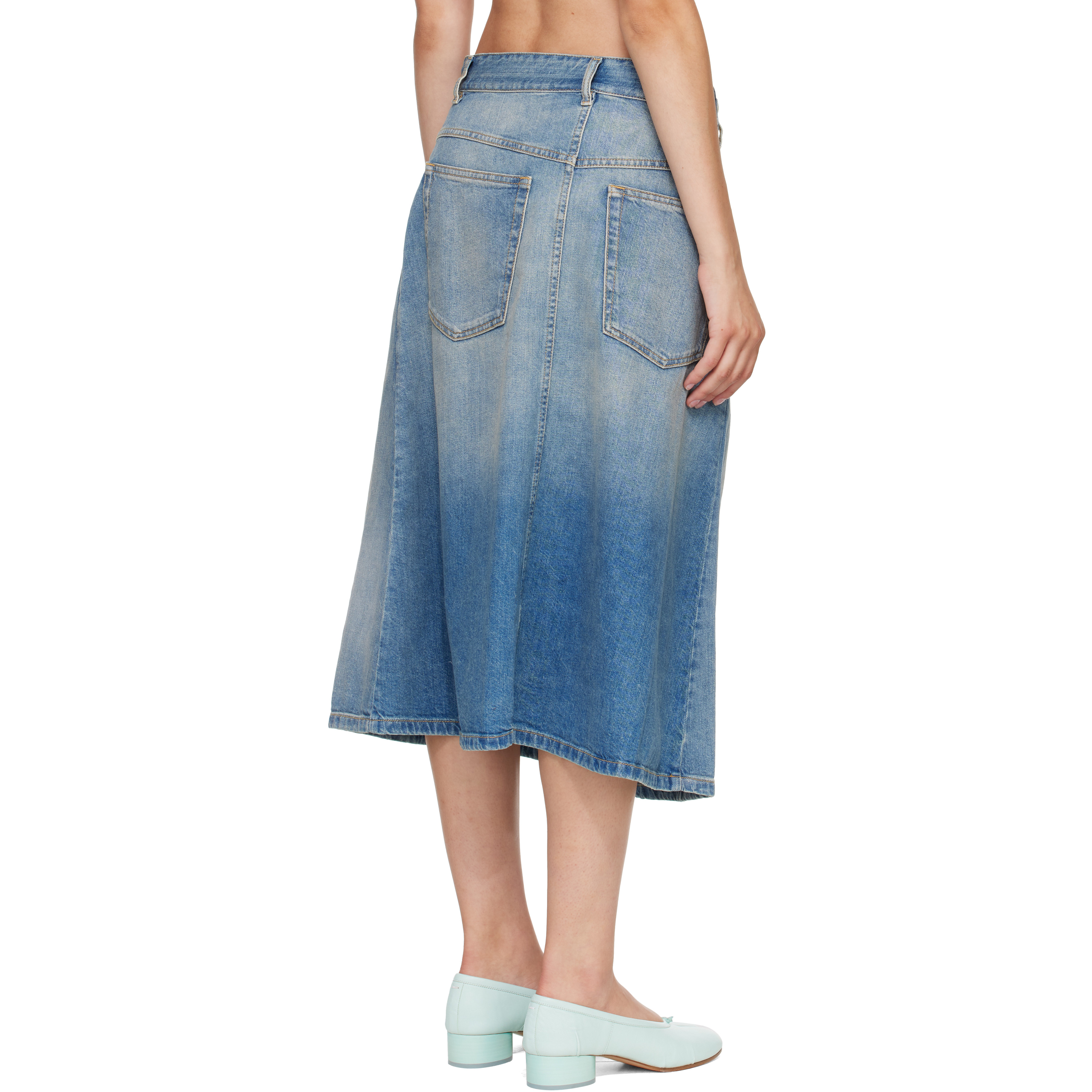 Blue Wrap Denim Midi Skirt