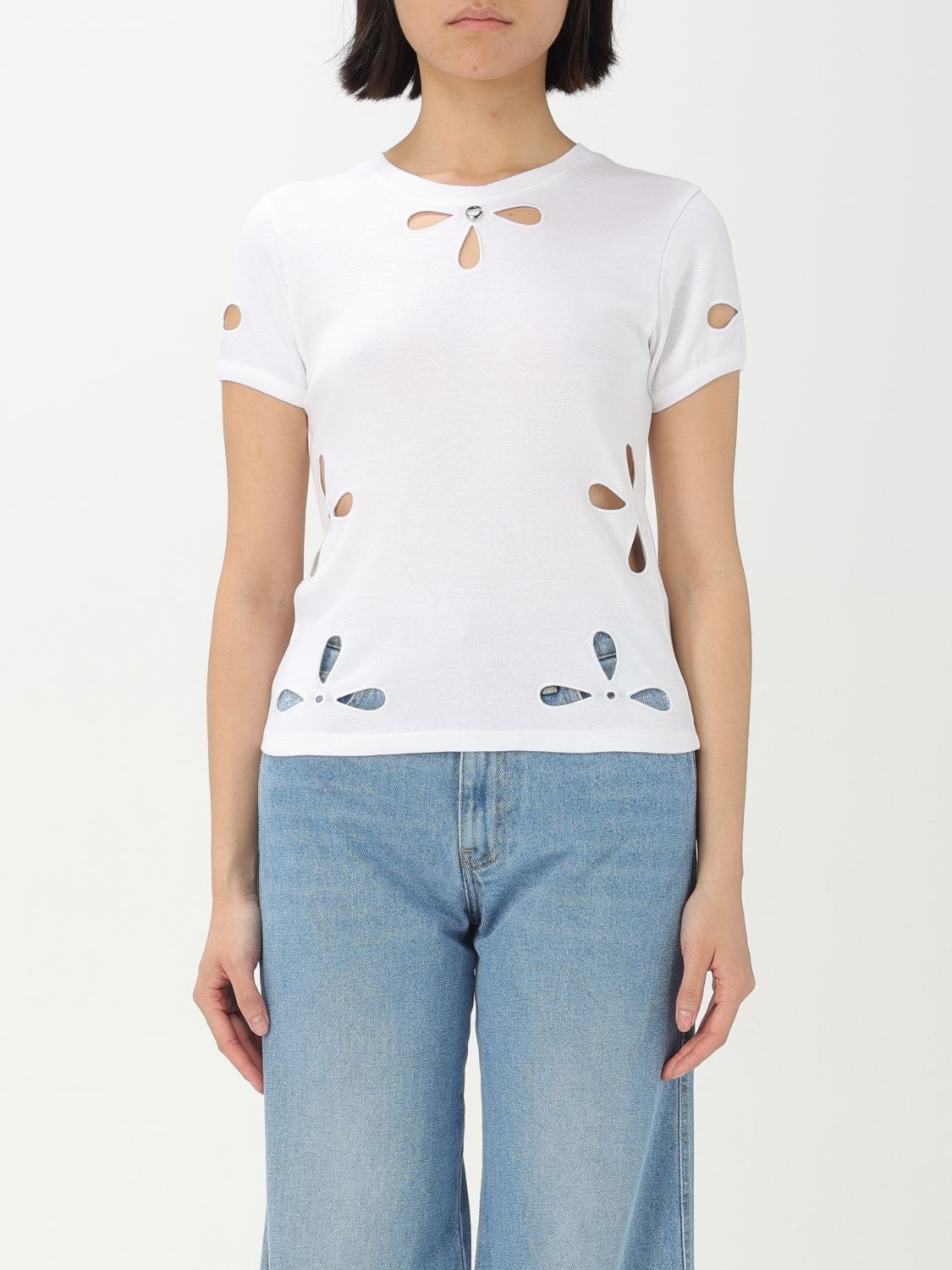 Petal-embroidered T-shirt - White