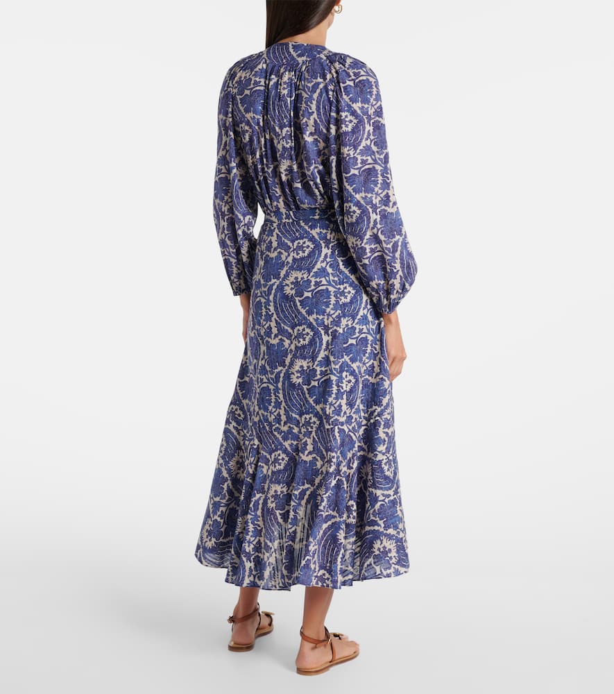 Sabina printed cotton-blend maxi skirt