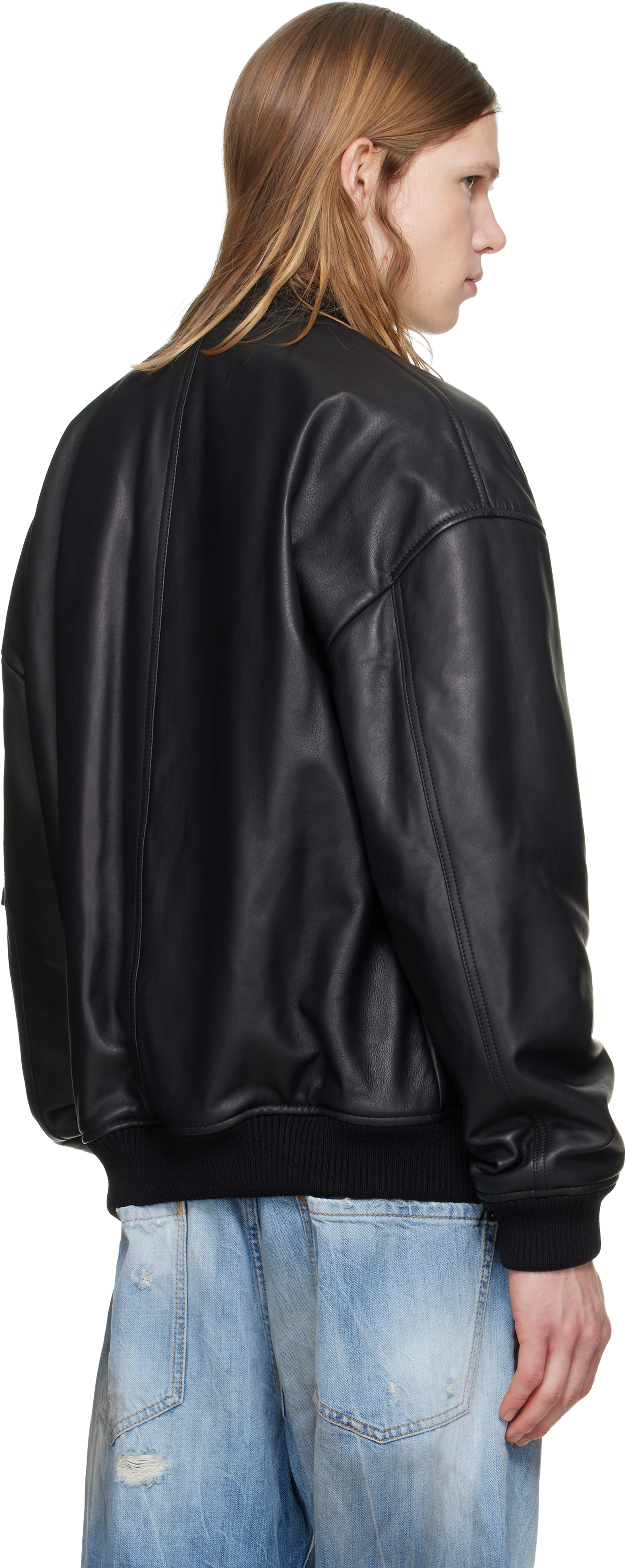 Black Leather Bomber Jacket