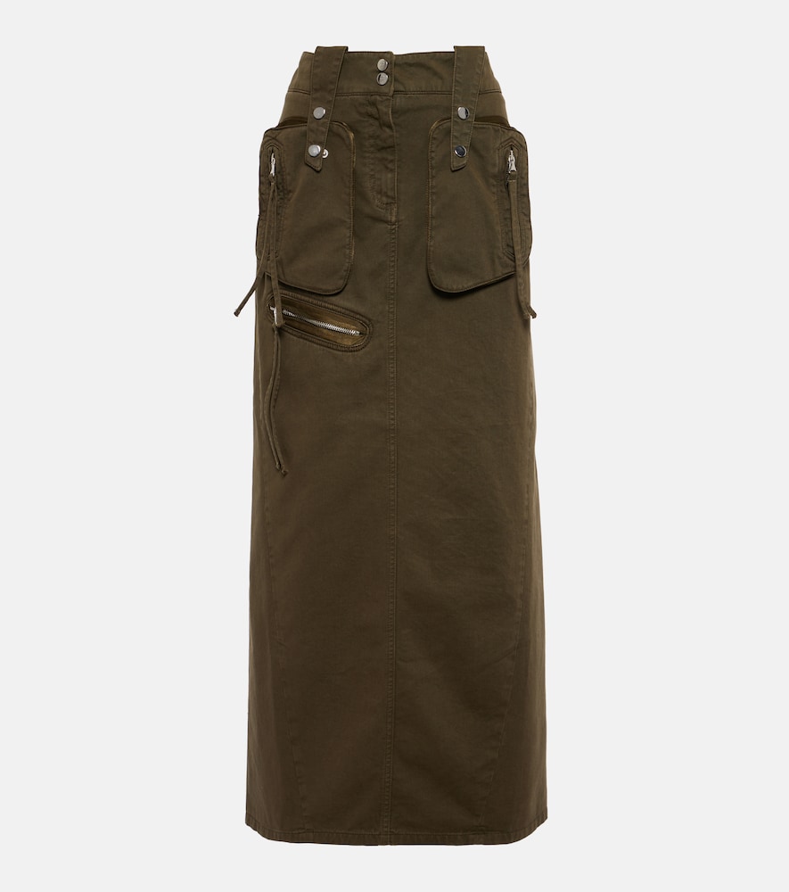 Denim cargo maxi skirt