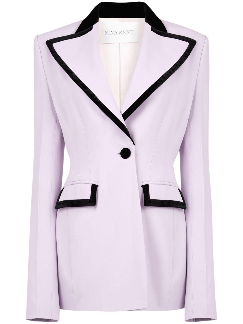 Velvet-trim cady blazer - Purple