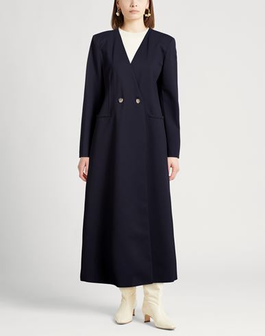 Woman Overcoat & Trench Coat Navy Size 6 Viscose, Polyamide, Elastane