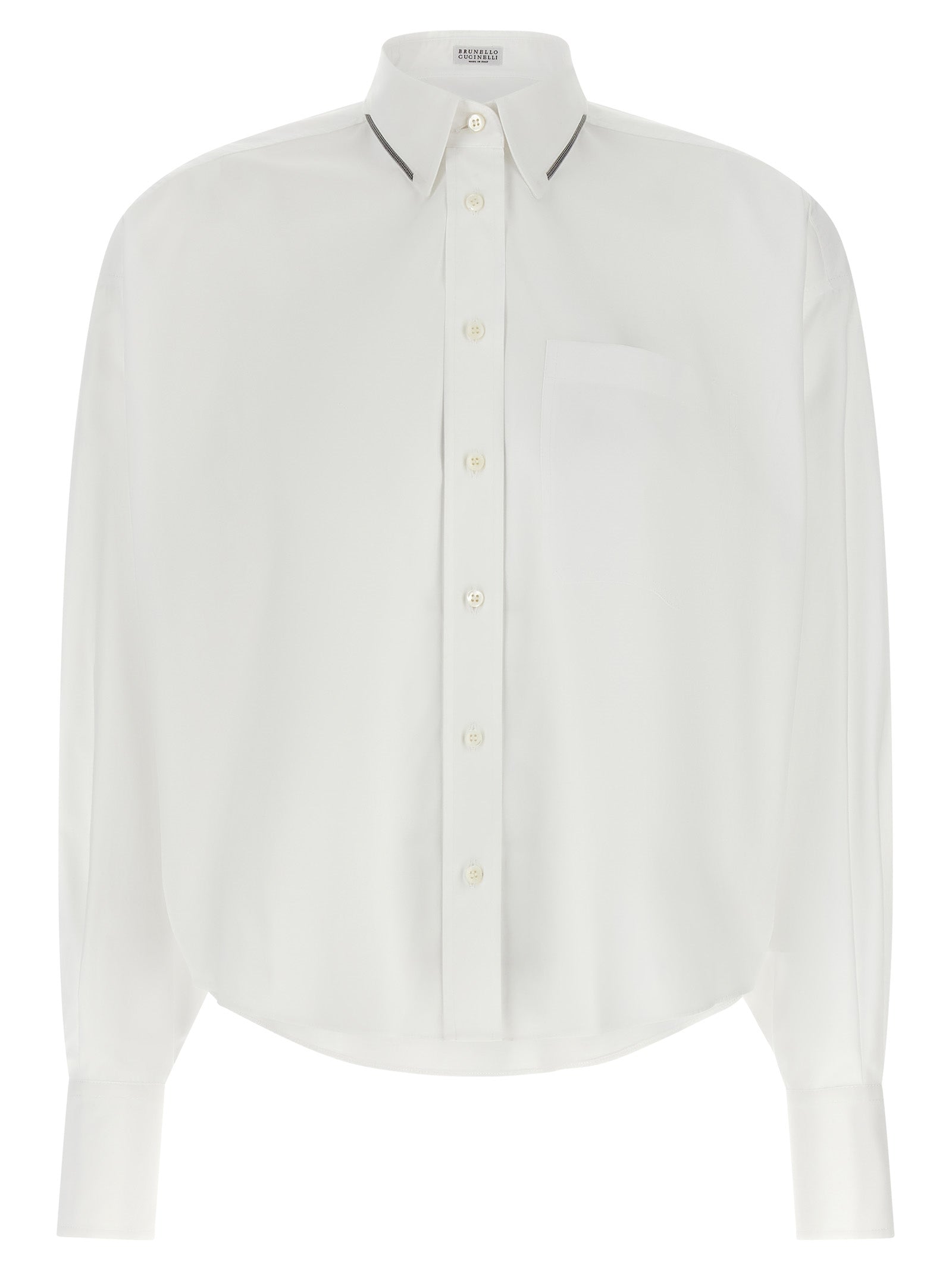 Pointed Collar Cotton Shirt — White