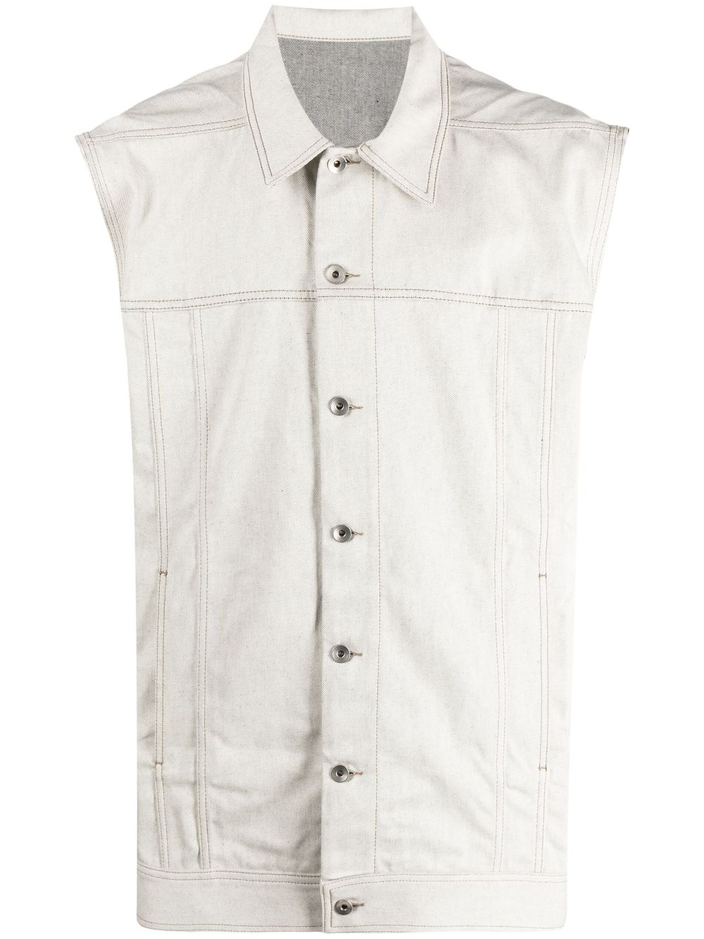 Sleeveless cotton denim vest - Grey