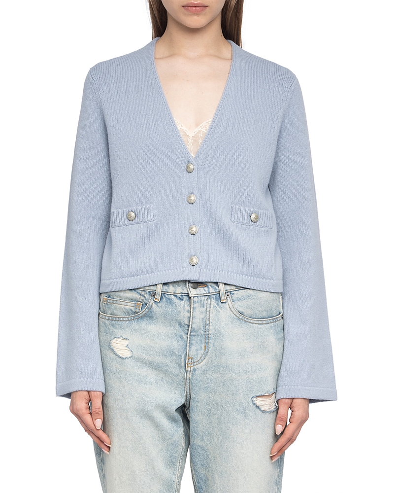 Wide-sleeve cashmere cardigan - Blue