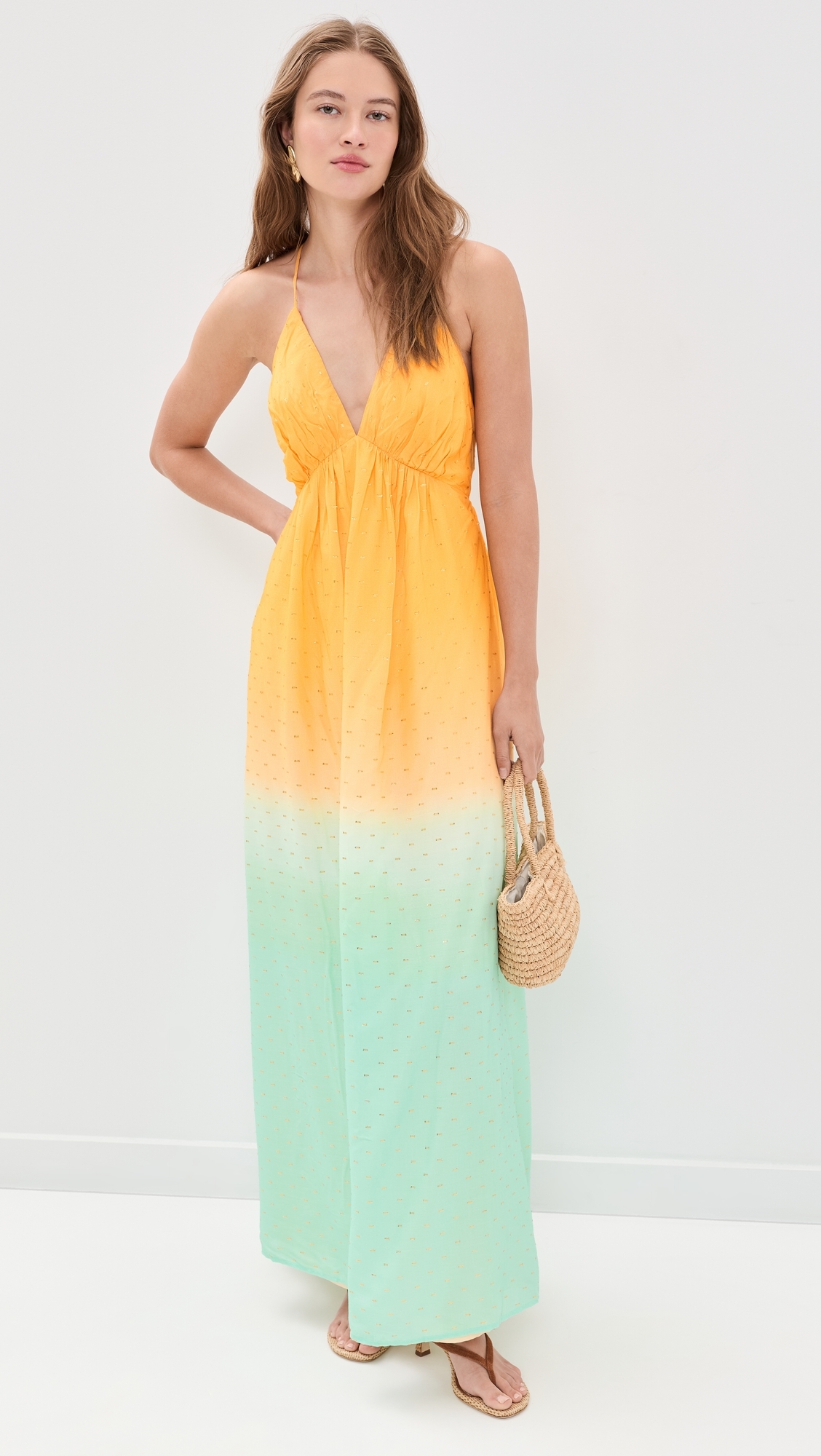 Multicolor Nascente Lurex Open Back Maxi Dress Multicolor Nascente
