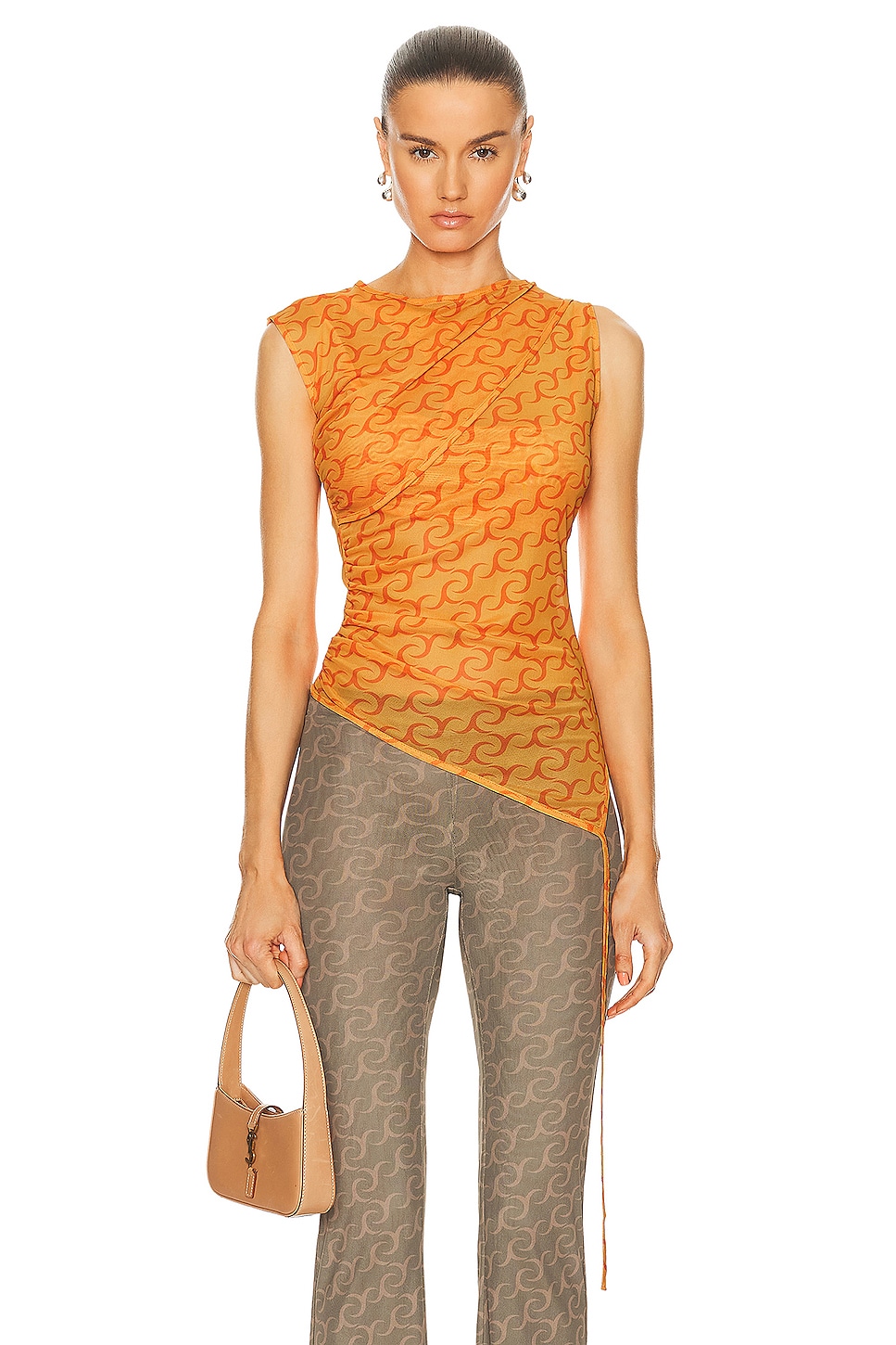 Jade Cropper Layered Top in Logo Orange - Orange.  XS also in