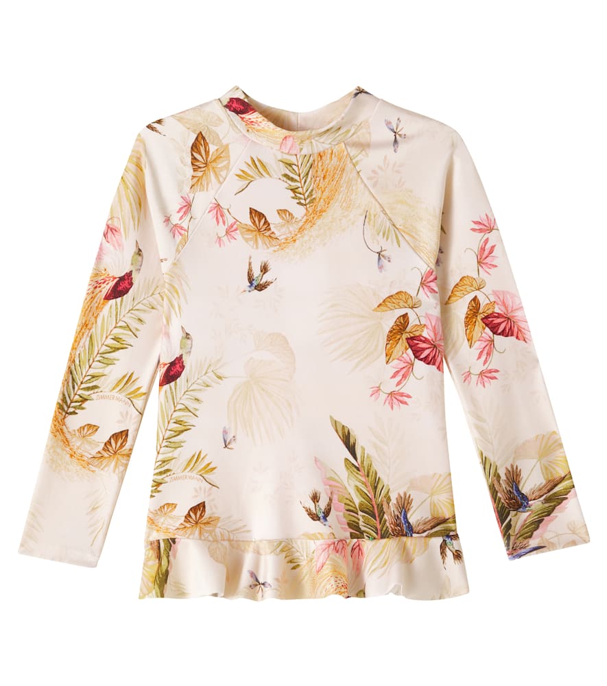 Zimmermann Kids Floral ruffled rashguard top
