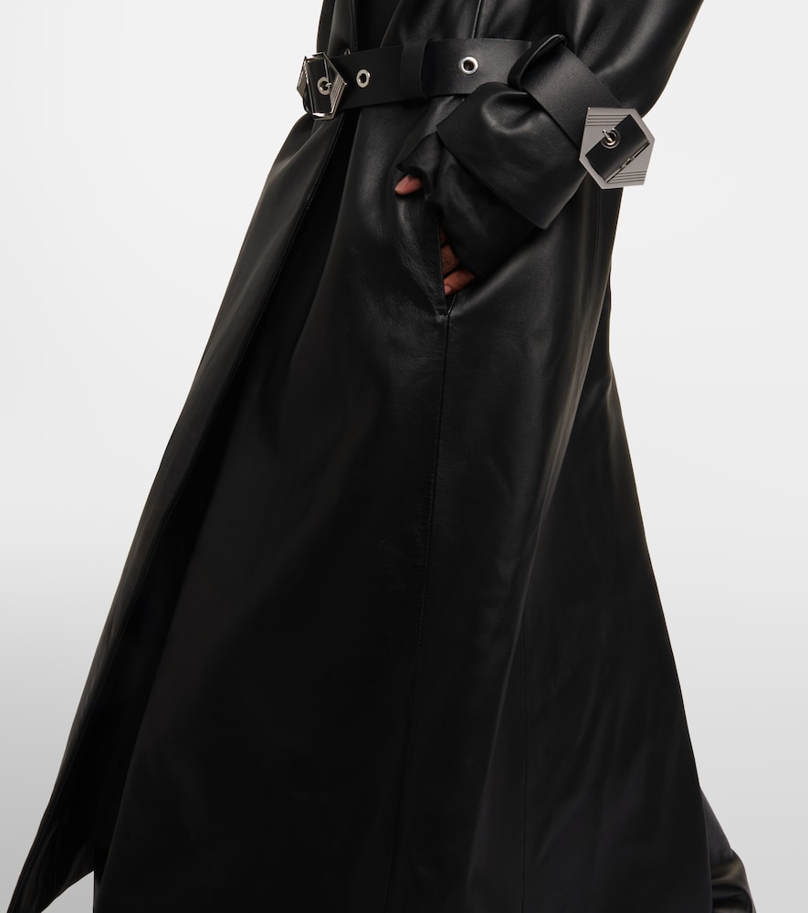Belted leather coat
