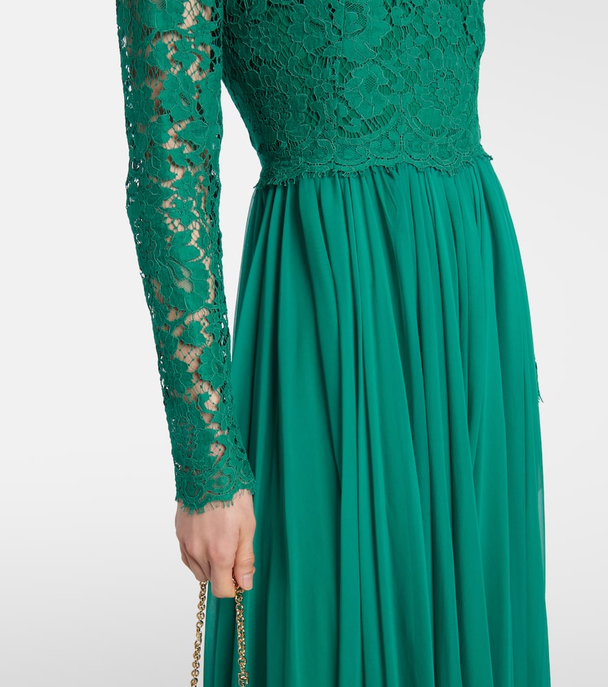 Lace and silk-blend gown