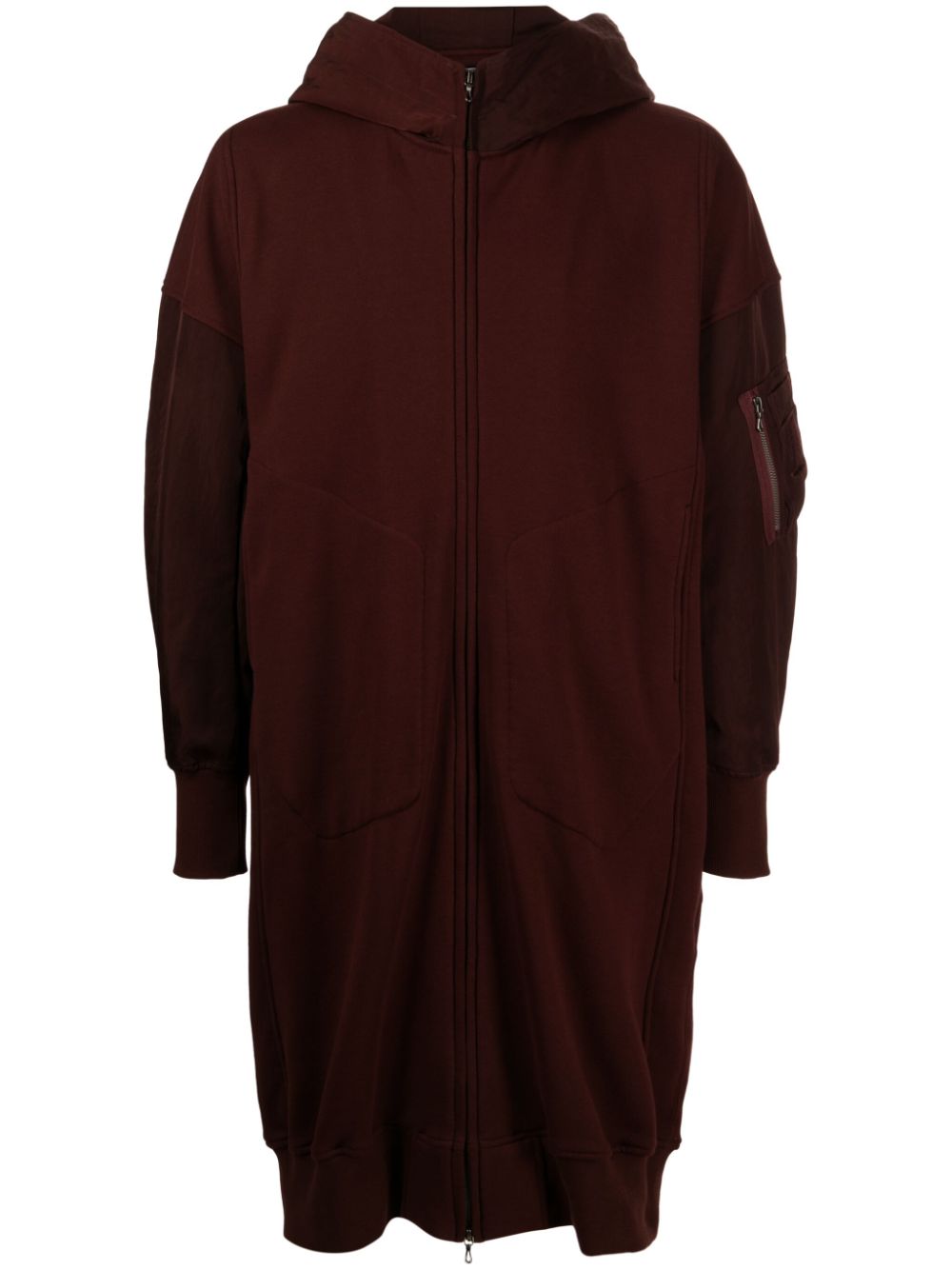 Zip-up hooded coat - Red