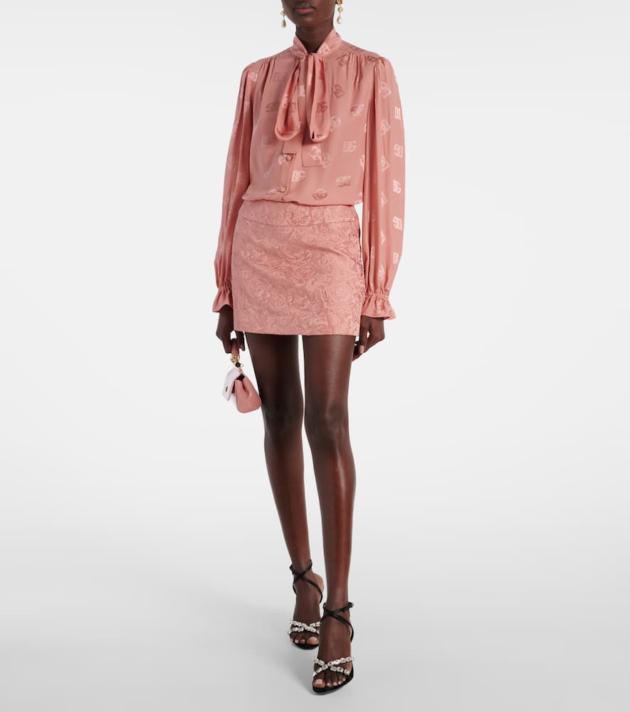 Floral jacquard miniskirt