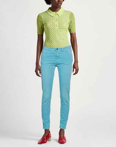 Woman Jeans Turquoise Size 4 Cotton, Elastane