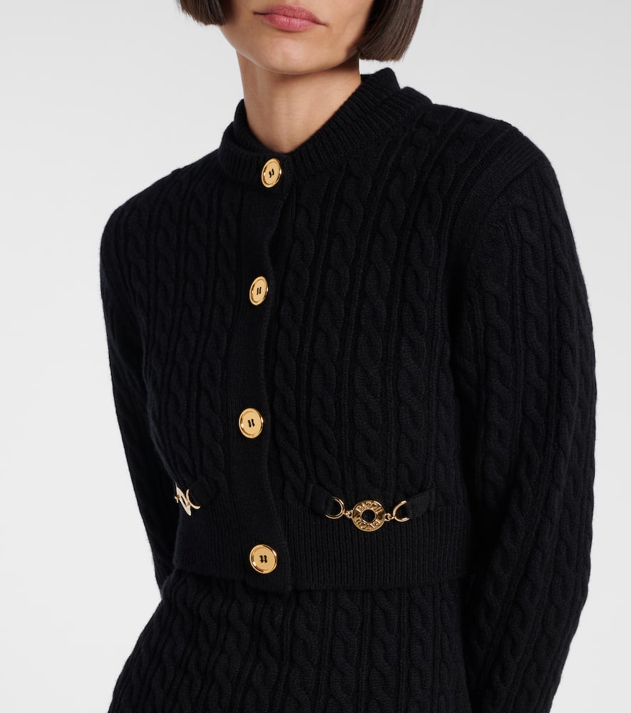 Cable-knit wool and cashmere cardigan