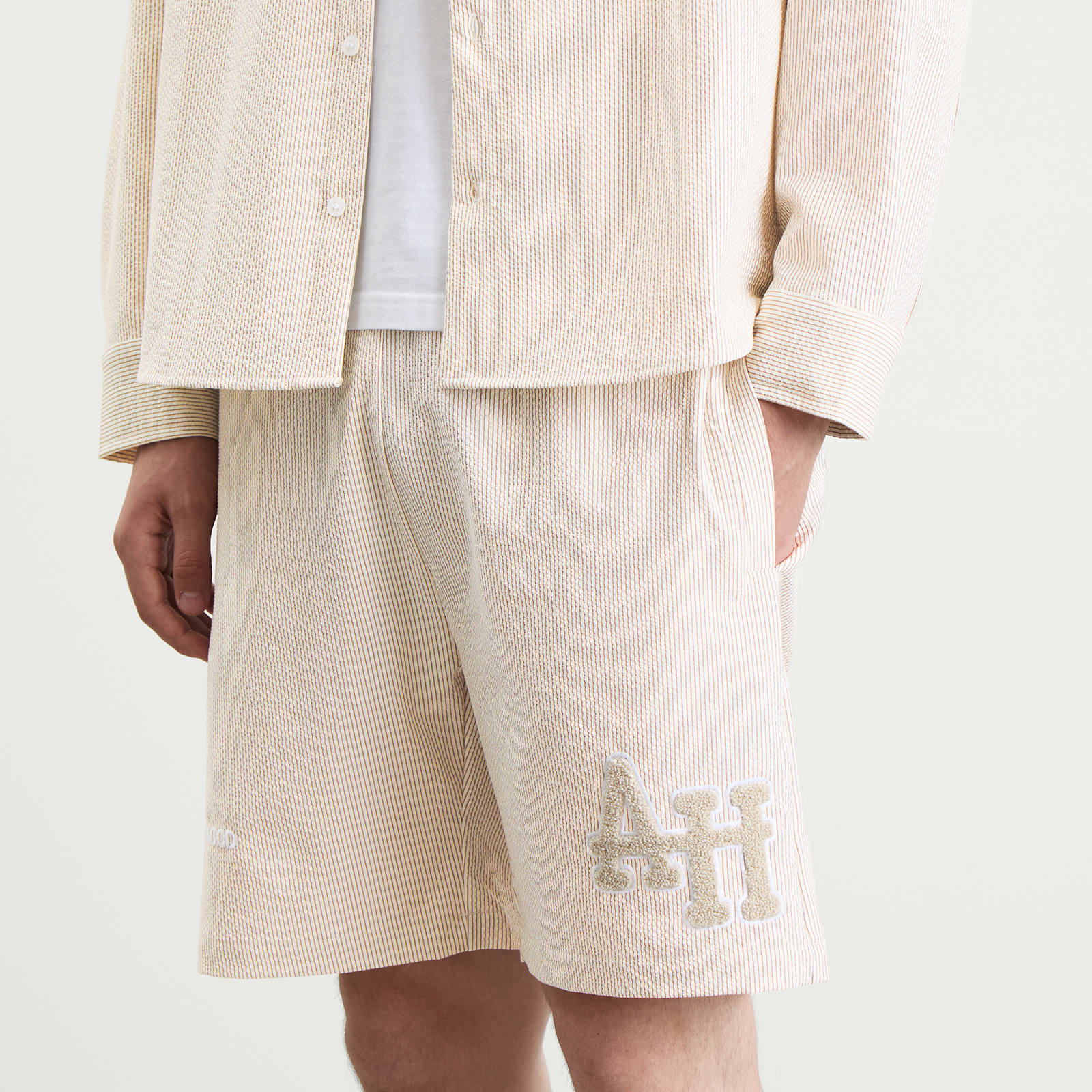Men's College Seersucker Shorts Beige
