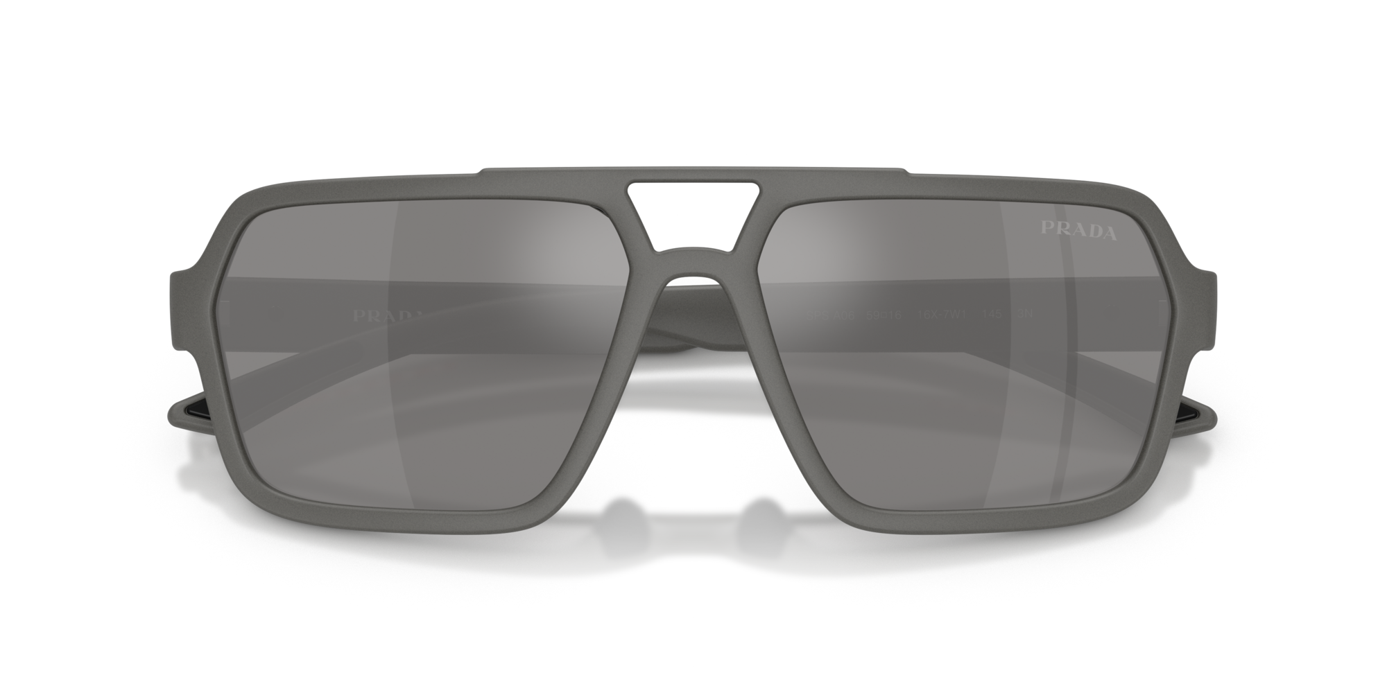 Prada Linea Rossa Man Prada Linea Rossa PS A06S 16X7W1 Sunglasses Injected Grey Grey Pilot Mirrored