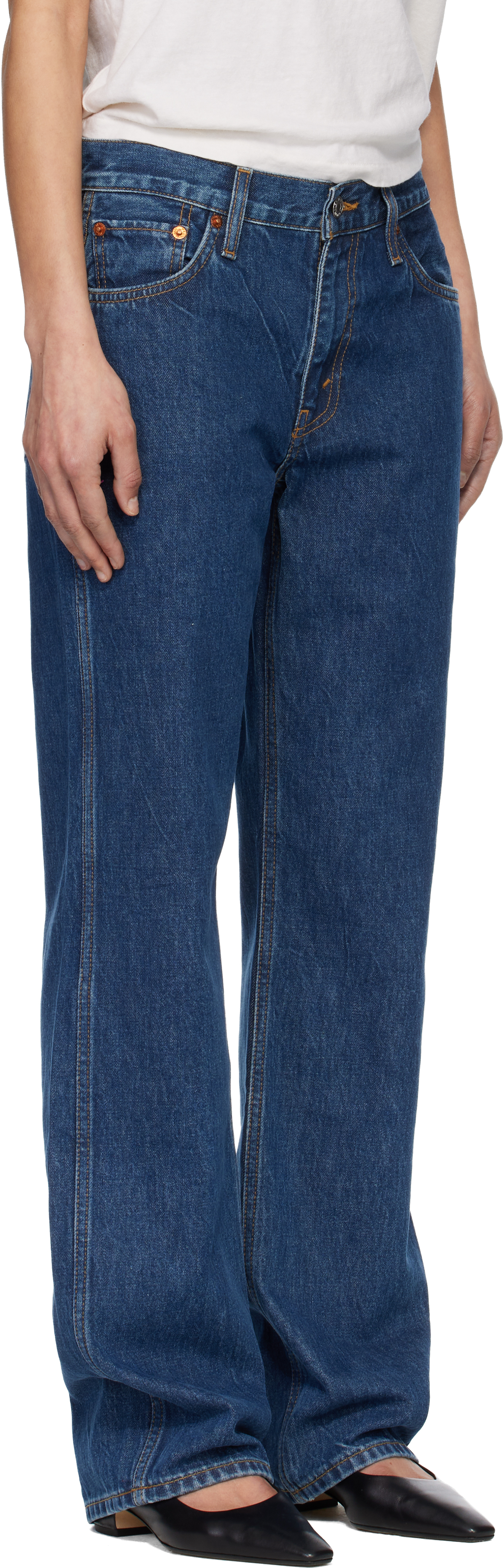 Blue 90s Mid Rise Loose Jeans