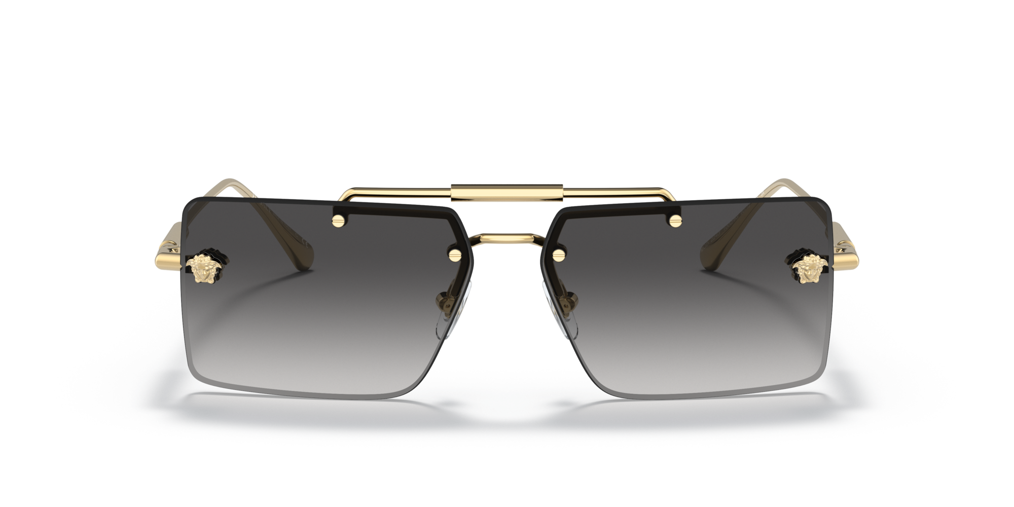 Versace Woman Versace VE2245 10028G Sunglasses Metal Gold Grey Squared Normal Shaded