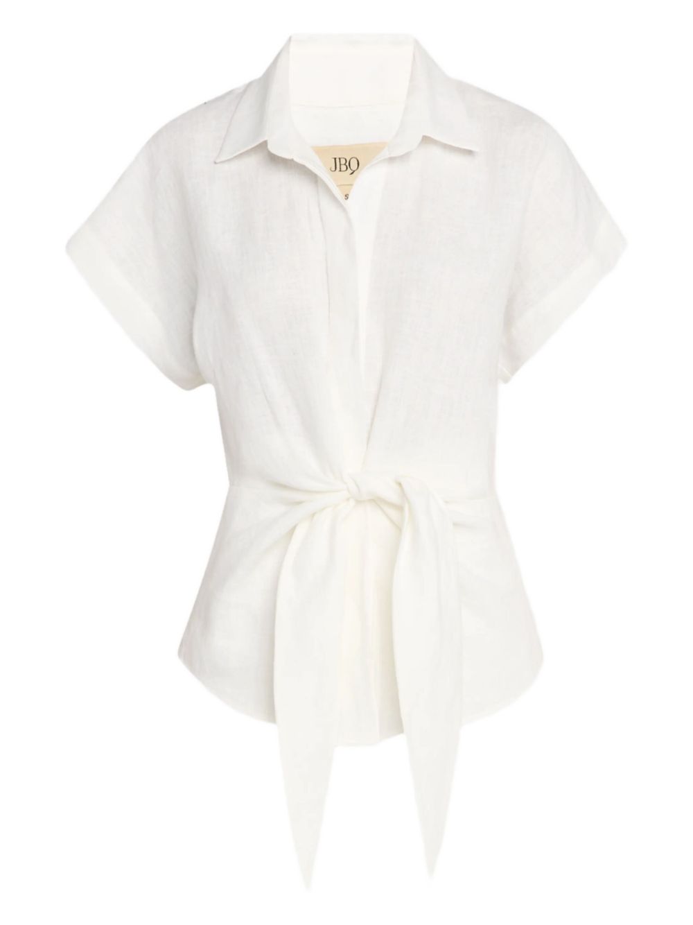 Pippa tie-front linen top - White