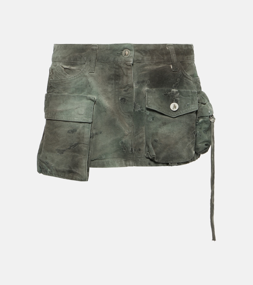 Low-rise cargo denim miniskirt