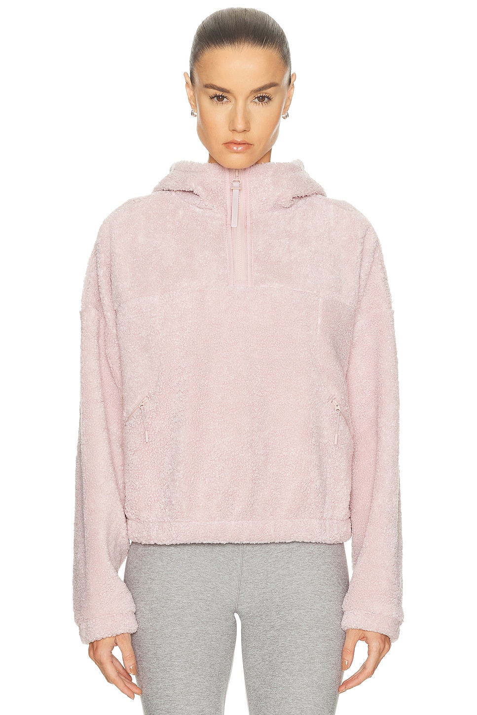 Beyond Yoga Unity Quarter Zip Up Hoodie in Blush