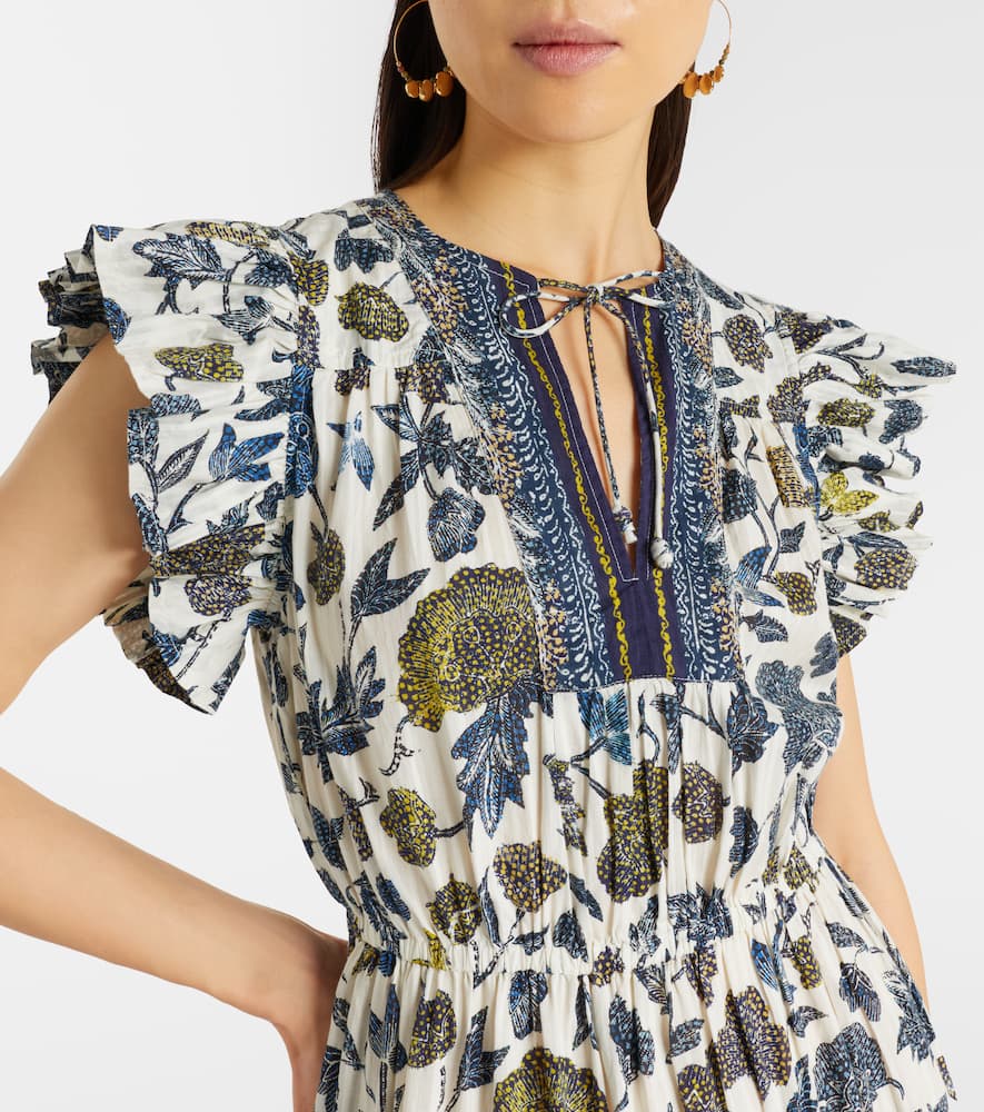 Kairi gathered cotton-blend midi dress