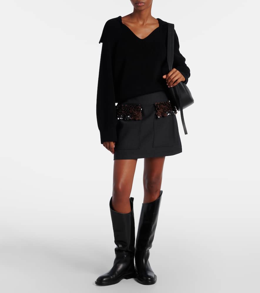 Sequined wool-blend miniskirt