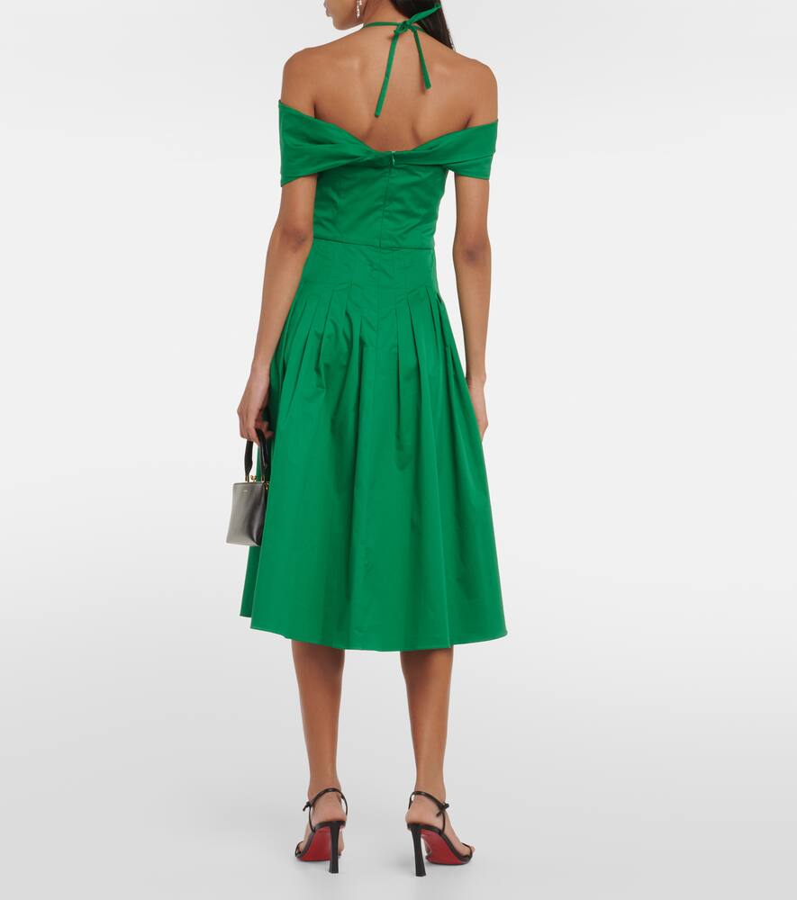 Off-shoulder silk midi dress