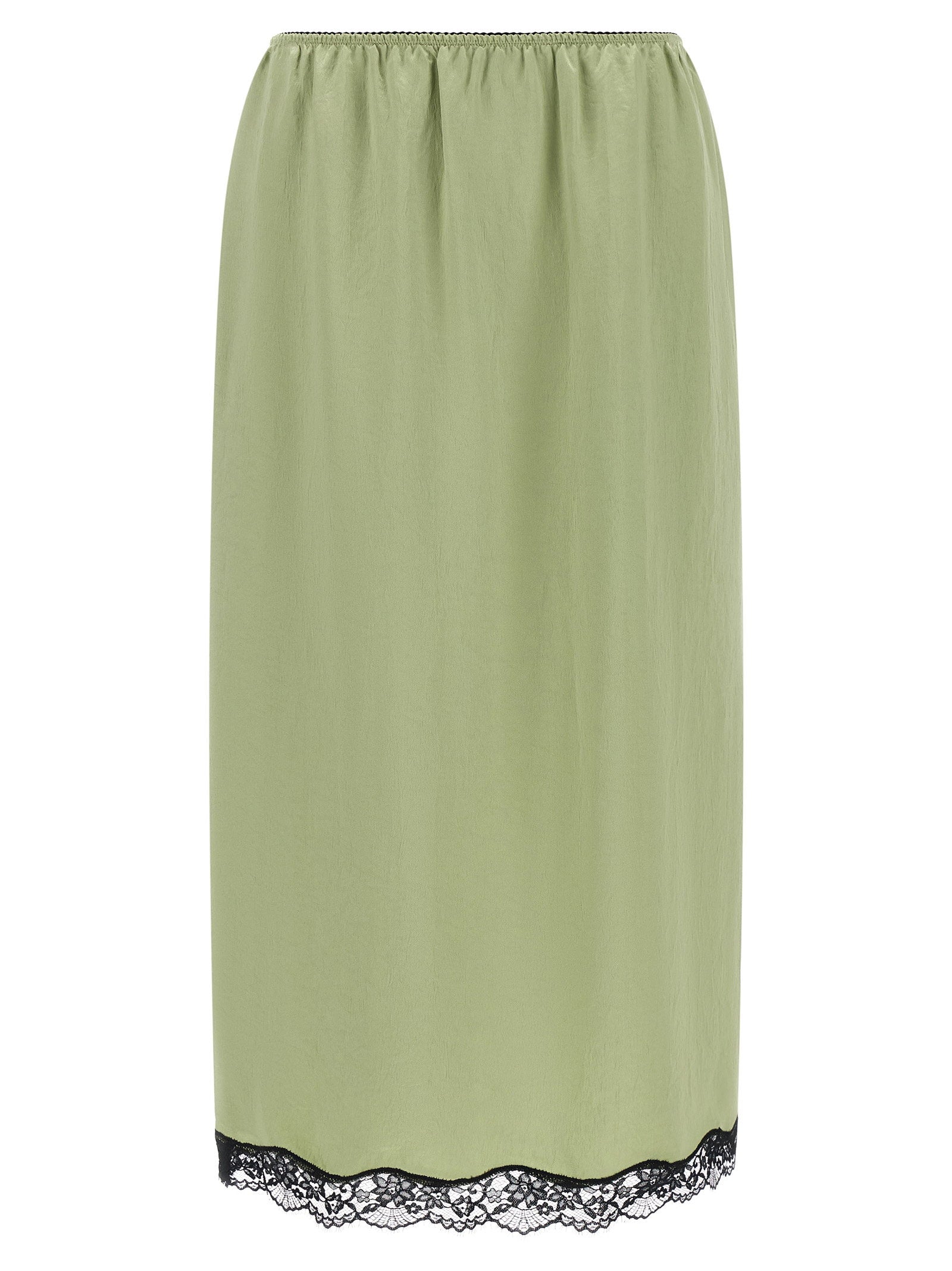 Satin Froissé with Lace Hem Skirt — sage green