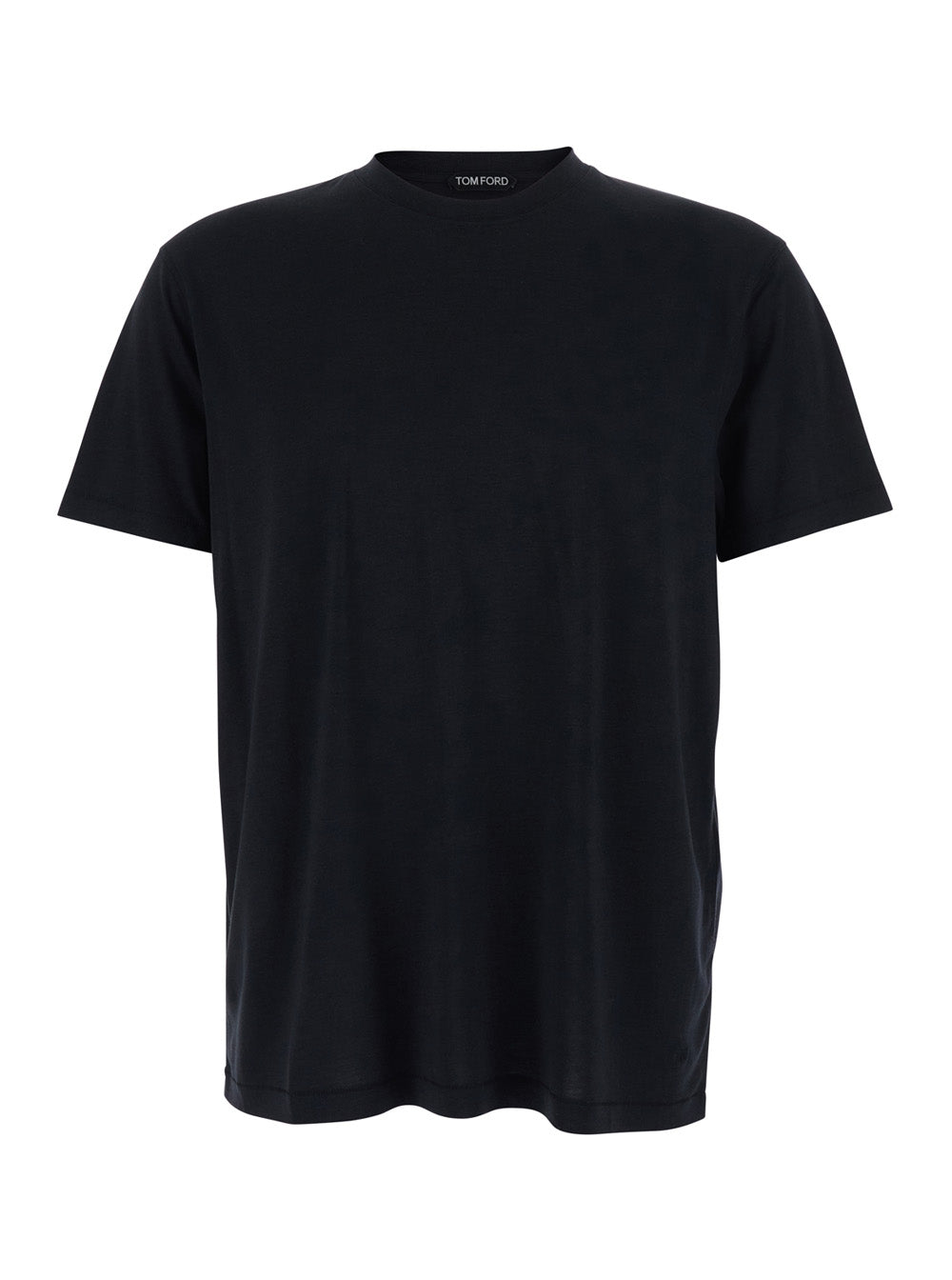 Crew Neck Lyocell Cotton Blend T-Shirt — Black