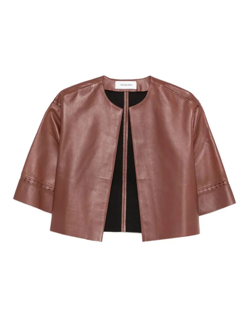 Brown Round Neck Jacket