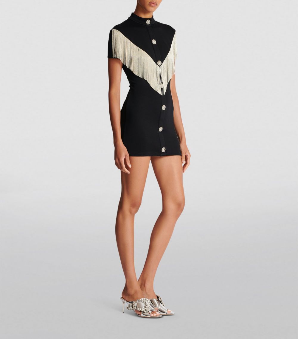 Fringe-Trim Mini Dress