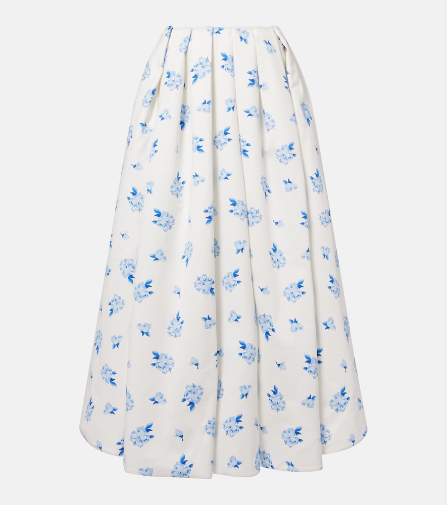 Victoria floral pleated cotton maxi skirt