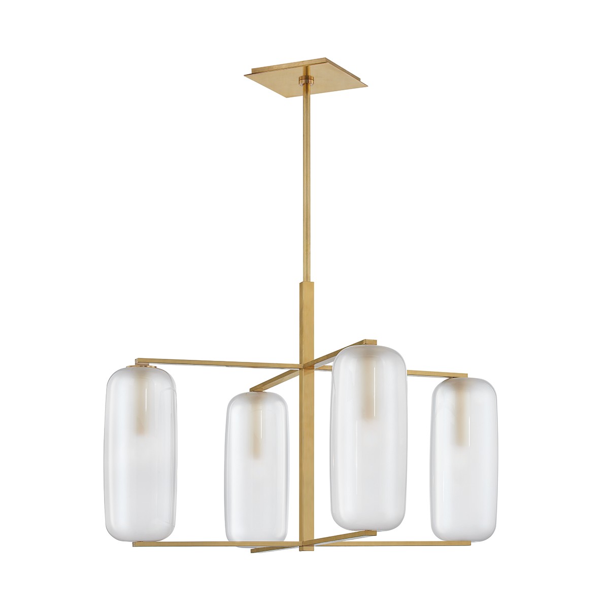 Aged Brass Four Light Chandelier from the Pebble Collection