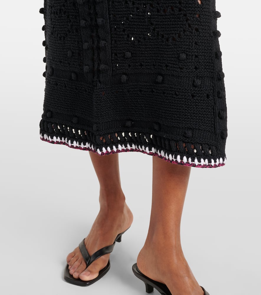 Cotton-blend midi skirt