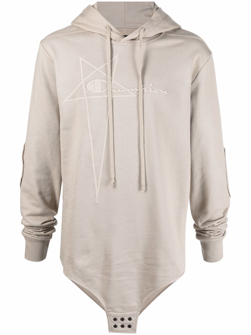 X Champion embroidered-logo cotton hoodie - Neutrals