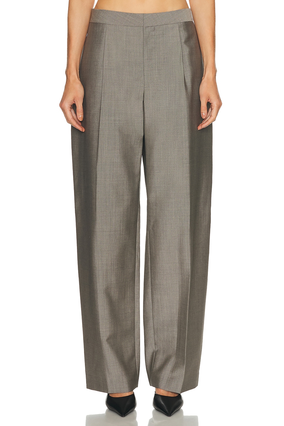 Alexander Wang Mid Rise Tailored Pant in Mink Melange. 0 also