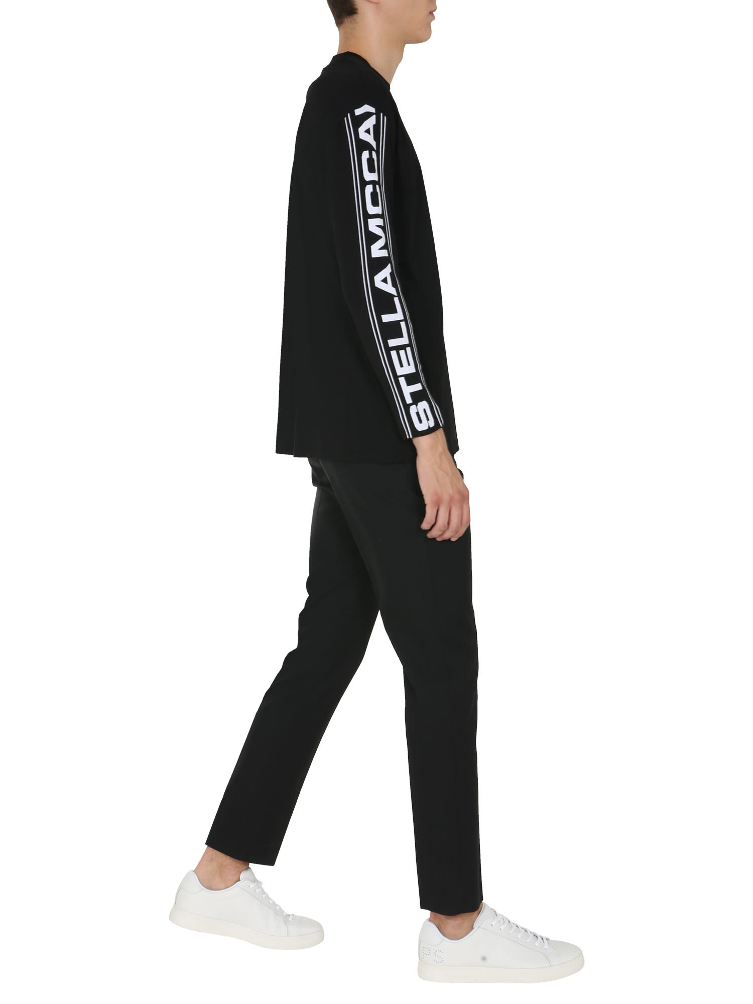 Logo sleeve round neck top
