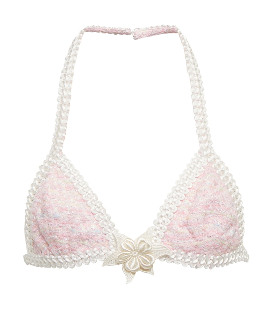 Embroidered cotton-blend Lurex® bra