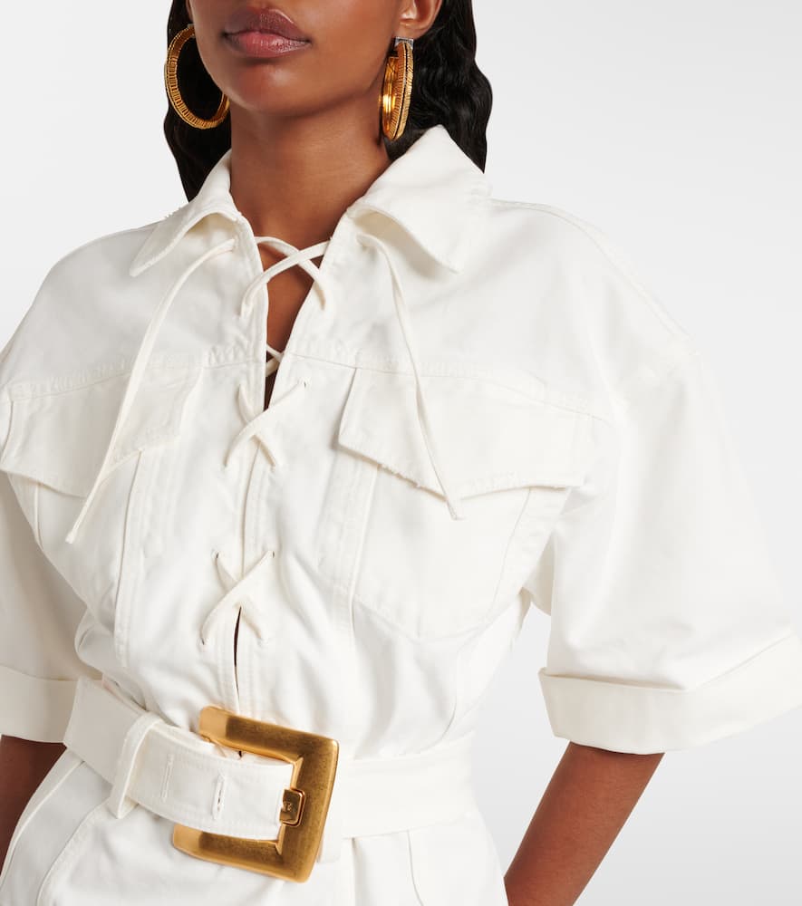 Cotton canvas shirt dress