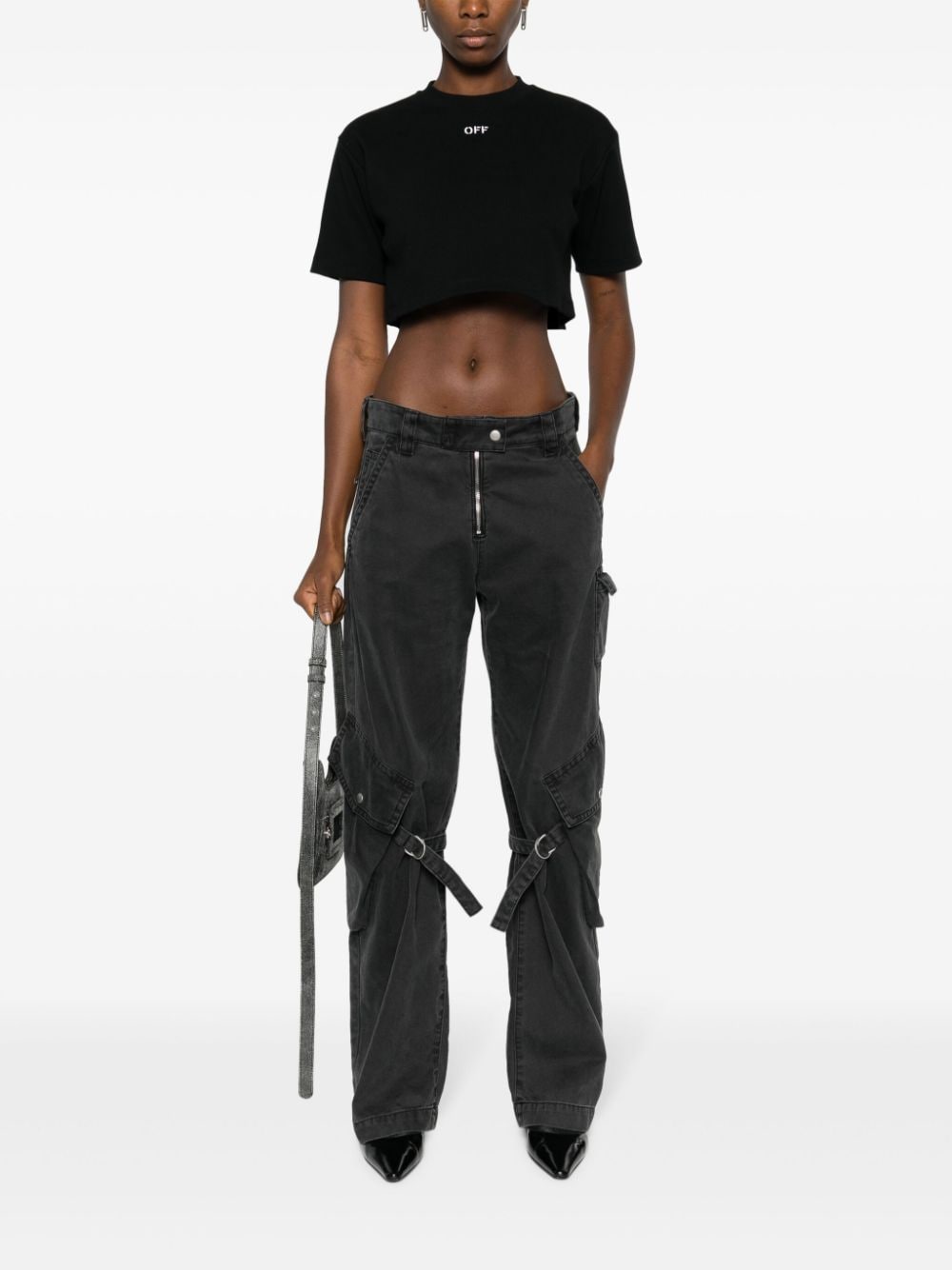 Off-Stamp cropped T-shirt - Black