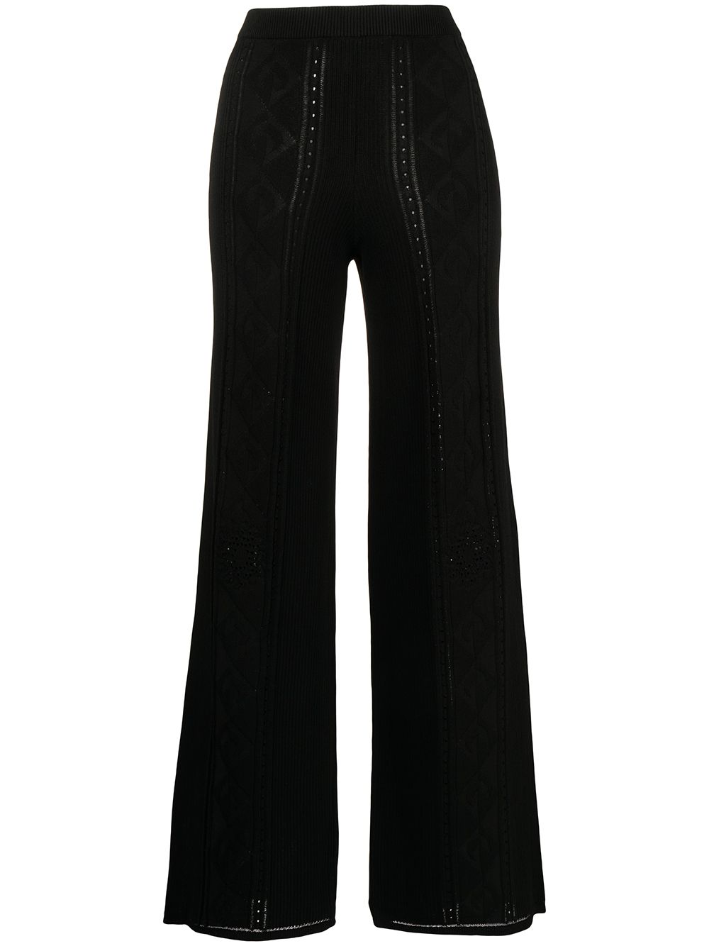 Crescent Moon-pattern wide-leg trousers - Black