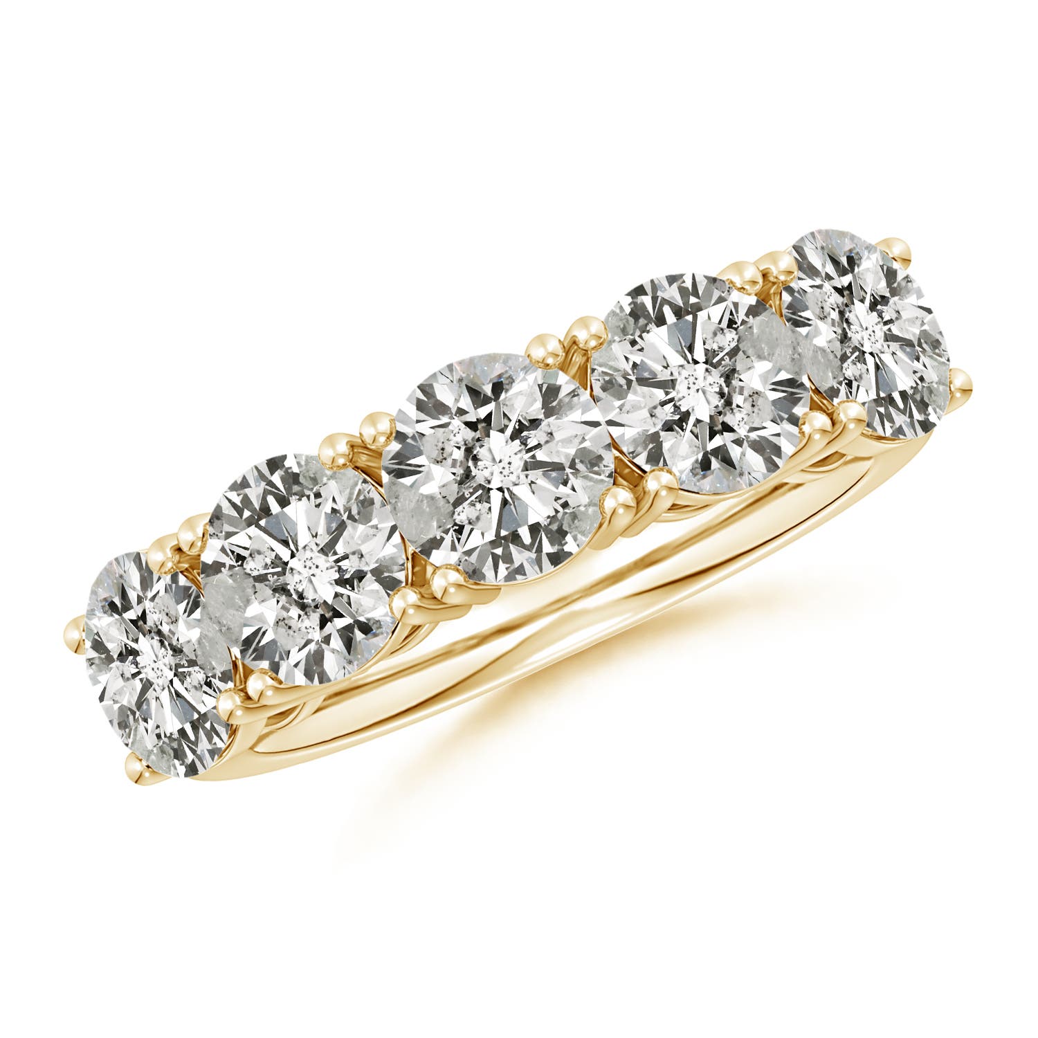 Angara 4.0 Carats Prong-Set Round Diamond Five Stone Wedding Ring in 18K Yellow Gold