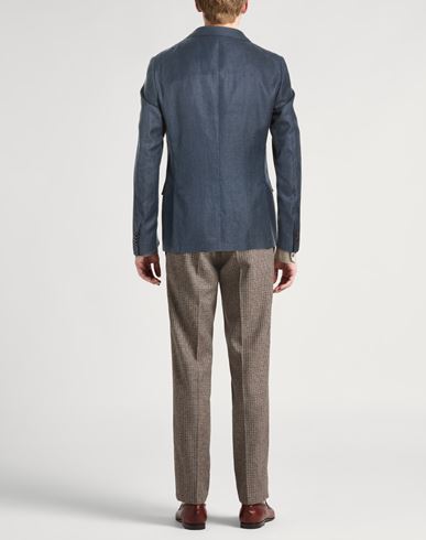 Man Blazer Blue Size 40 Virgin Wool, Linen, Silk