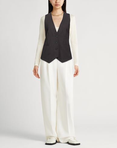 Woman Tailored Vest Charcoal Size 10 Polyester, Virgin Wool, Elastane