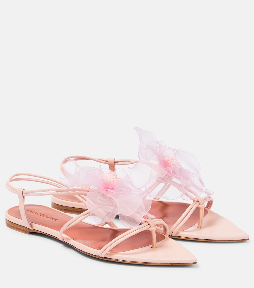 Appliqué leather thong sandals